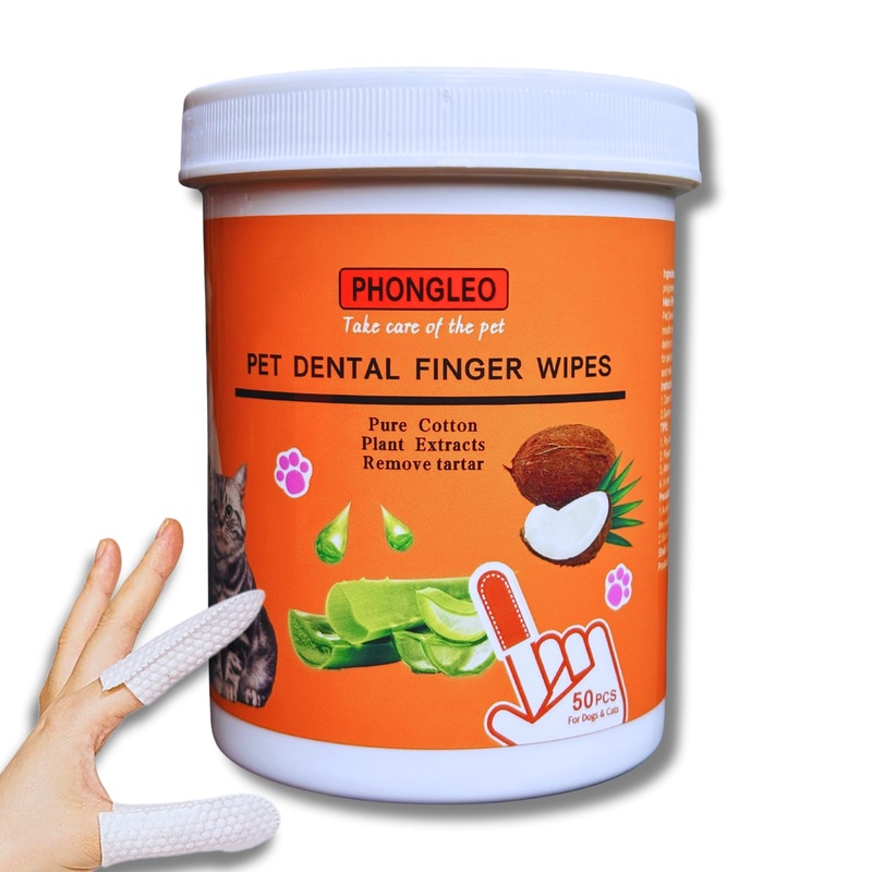Dog Teeth Cleaning Wipes, Cat teeth cleaning, Dog Dental Wipes, 50 PCS, Safe, Gentle with The Fragrance of Coconut Oil, Dog teeth cleaning powder, Water wipes Pets dog toothbrush, Pet dental wipes.