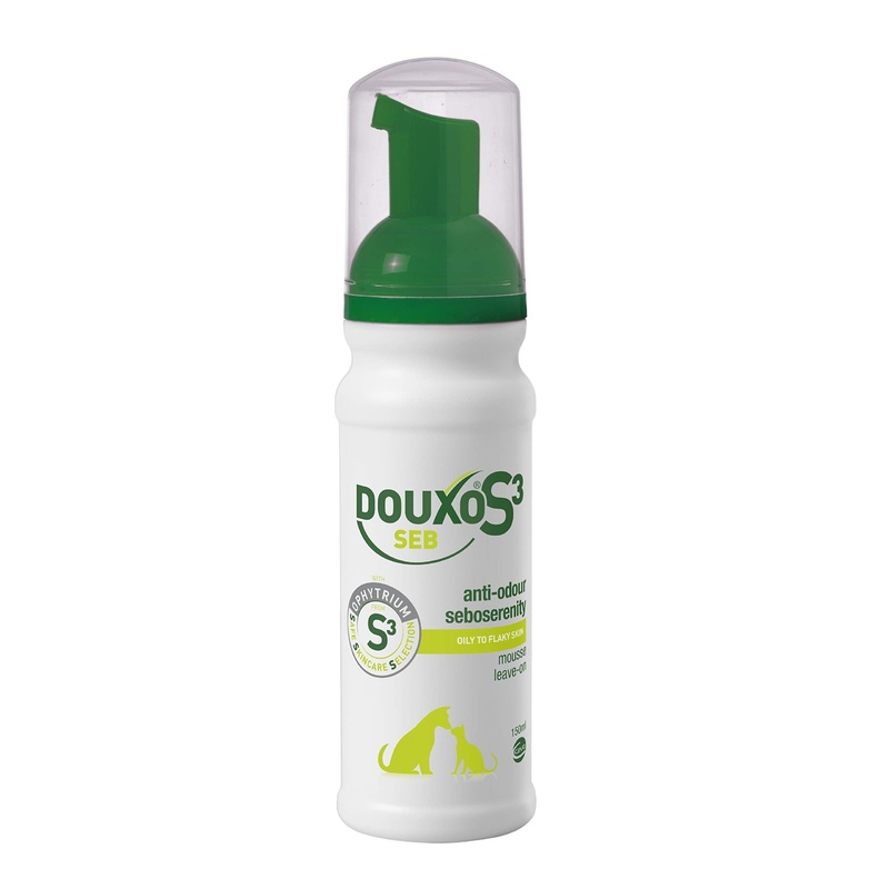 DOUXO S3 SEB Mousse, Dog & Cat Dandruff Solution, Soothing Leave-On Cat Mousse, Effective Mousse for Dog Dermatitis, Flaky & Oily Pet Skin, Hypoallergenic Fragrance, Dog Dandruff Mousse, 150ml