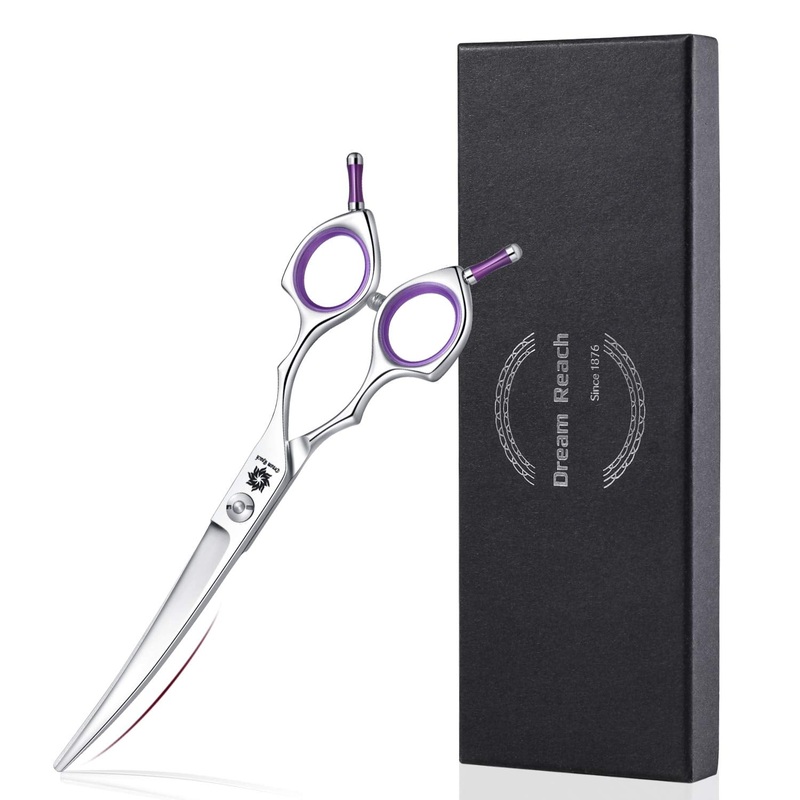 Grooming Pet Shear, 6.5 Inch Upword Curved Scissors, Curved Shears for Cat Shears and Small Dog Shears Or Any Breed Trimming Cuts, Design for Professional Pet Groomer B-Purple Upward