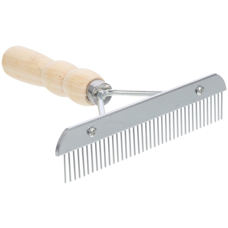 iplusmile Dematting Brush Rake Comb – Gentle Undercoat Scrubber for Horses, Dogs with Shedding Fur, and Pet Grooming, Wood Handle
