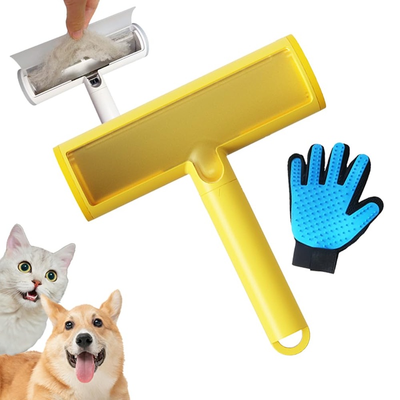 Pet Hair Remover Reusable,Cat and Dog Portable Lint Roller, Fur Removal Tool for Couch Bedding Pillows Clothing Car Seats (Yellow) Yellow