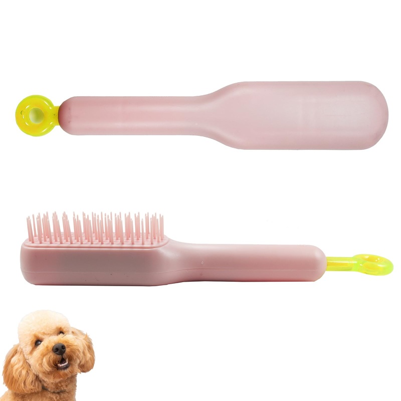 Scalable Small Grooming Dog Brush, Puppy Massaging Hair Brush, for Small Dogs Cats Rabbits of All Hair Types (Pink) Pink