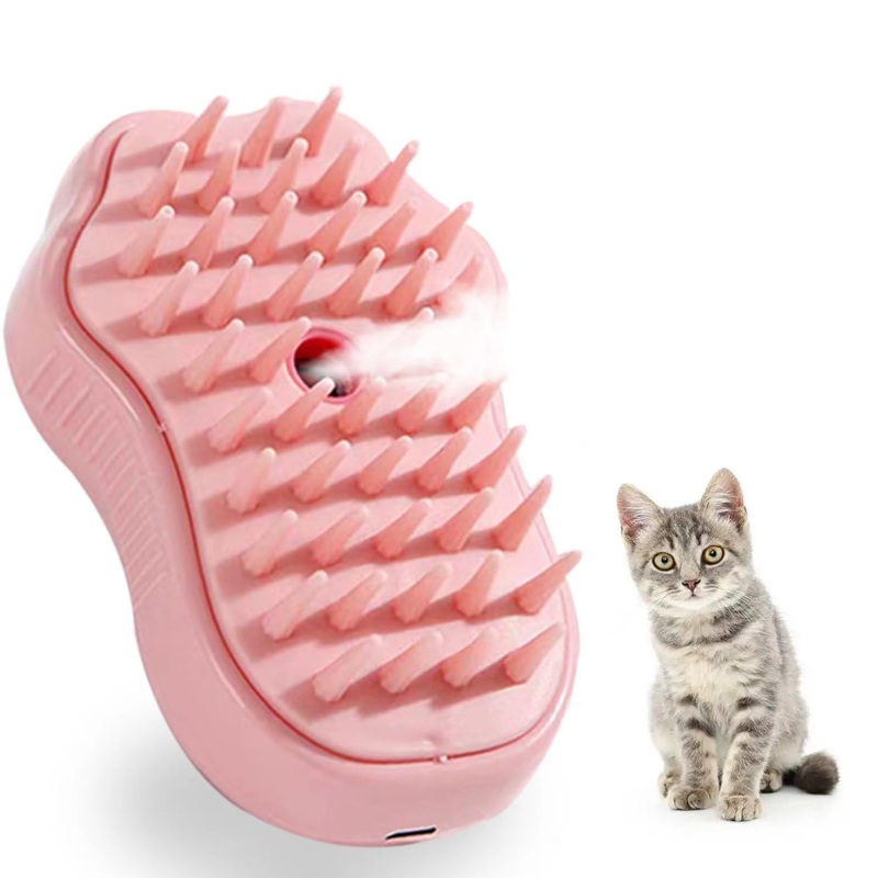 Steamy Cat Brush – 3 In1 Cat Steamy Brush, Self Cleaning Steam Cat Brush, Cat Steamer Brush for Massage, Cat Hair Brush for Removing Tangled and Loosse fur for cat and dog