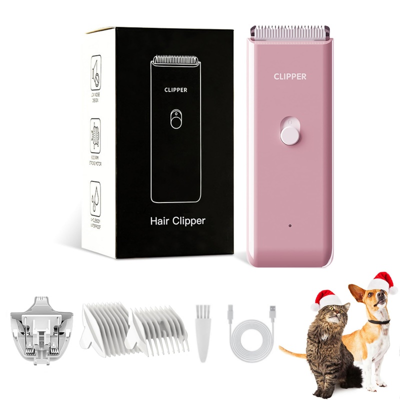 2-in-1 Professional Dog Grooming Kit – Low Noise, Waterproof, USB Rechargeable, and Safe Ceramic Blade – Gift for Dogs and Cats (Pink) Map005-pink