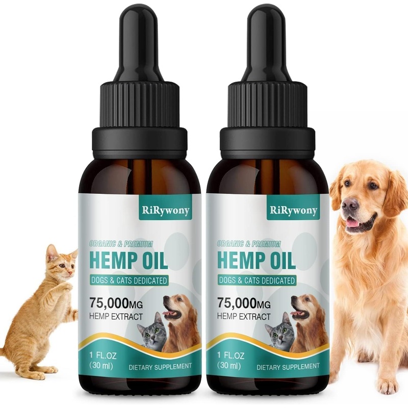 2 Pack Hemp Oil for Dogs & Cats- Helps Pets with nxiety, Pin, Strss, rthritis, Sizures Rlief – Organic Pet Hemp Oil Drops Treats – Skin i Jint Halth – Made in USA Natural