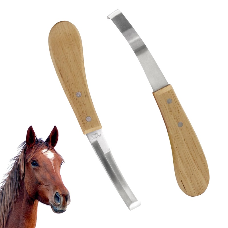 2PCS Stainless Steel Double Edged Hoof Knive with Wooden Handle, Stainless Steel Blade Suitable Hoof Knife for Horses The Toes of Horses, Cows, and Sheep, Repair Knives for Hoof Maintenance