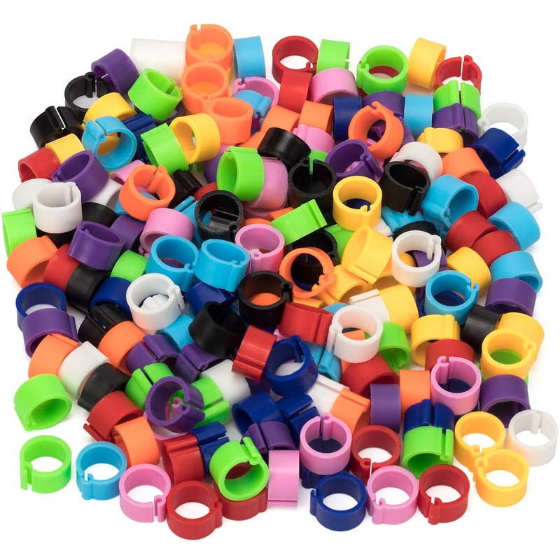 ANCIRS 200PCS 8mm Bird Leg Bands, Foot Round Tag Clips for Pigeon Dove Chicks Bantam Lovebirds Finch Small Poultry Chicken(Multi-Color)