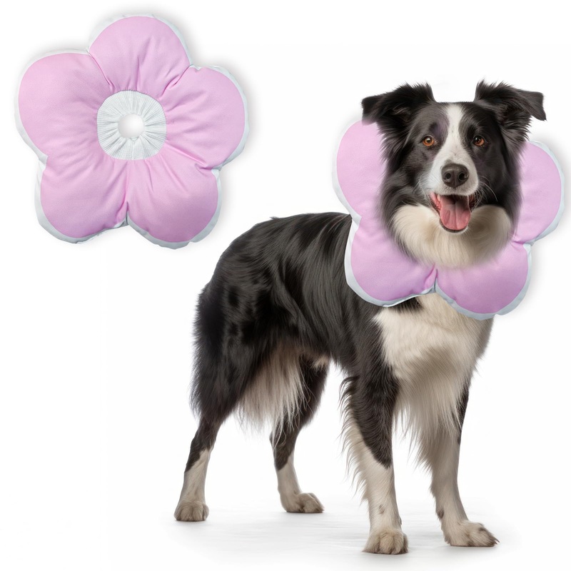 Dog Cones for Small Dogs,Comfortable Adjustable Soft Dog Cone After SurgerySoft Protective Recovery Cone for Dogs and Cats,Washable Dog Elizabethan Collar Stop Licking Wounds (Pink, S) Pink