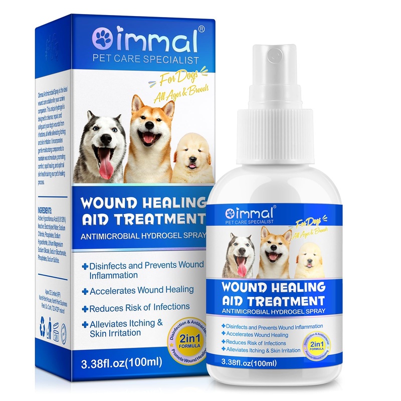 Dog Wound Care Spray, Dog Wound Heal, Hot Spot Wound Healing Spray for Pets, Healing Aid and Skin Repair, Clean Wounds, Dog Skin Allergies Safe Pet Supplies, 3.38 fl.oz