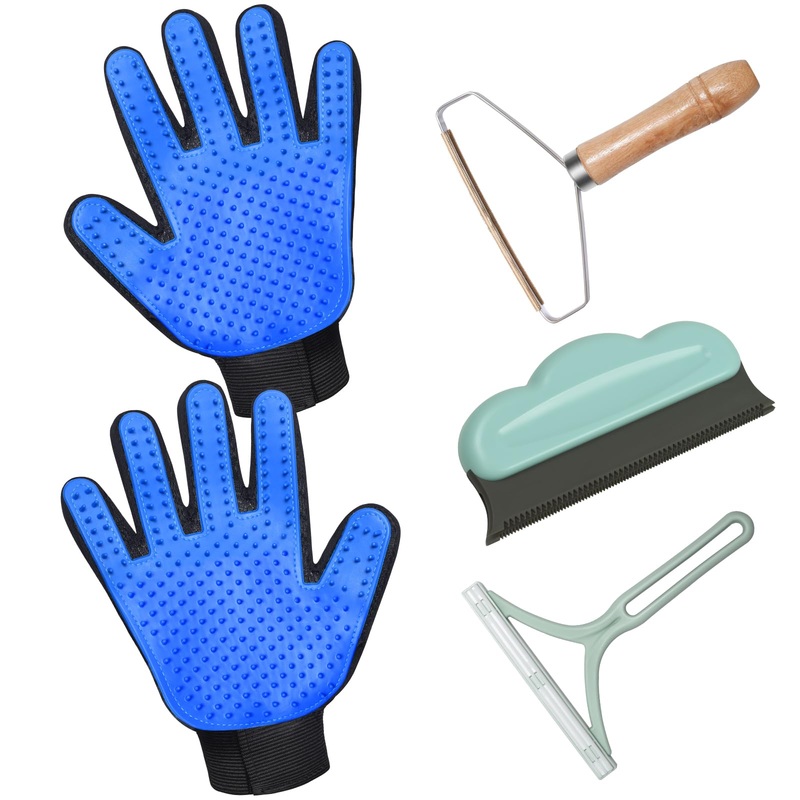 GJease Cat Grooming Glove Brush,Pet Hair Remover Tool,Reusable Dog Hair Fur Remover for Carpet,Furniture,Couch,Clothes,Eco-Friendly and High efficiency Tangles,Promote Circulation Green