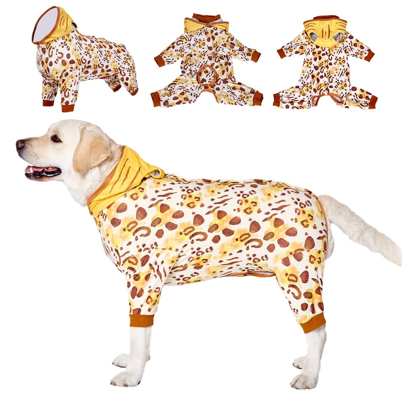 LovinPet Dog Recovery Suit for Large Medium Dogs – Dog’s Bodysuit Wound Protective Surgical,E-Collar Alternative Recovery Snugly Suit for Abdominal Wounds After Surgery Anti-Licking,Tiger,Yellow,M Brown collar/Yellow