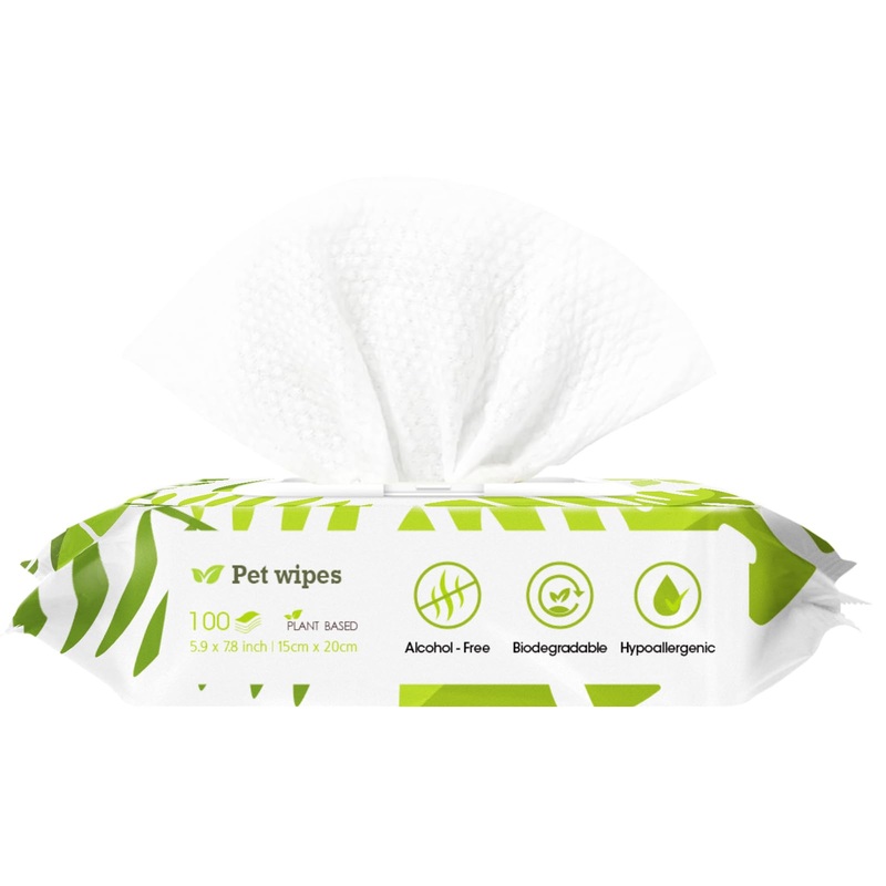 Pet Supplies Plant-Base Grooming Wipes for Ears,Face,Paws,Butt,Body and Eye-Multipurpose Hypoallergenic Dog Wipes 100 Count