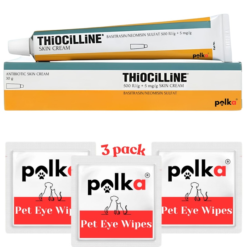 POLKA Dog Wound Care Ointment, Hot Spot Treatment for Dogs, Cats and Horses, Support for Pet Wound Healing, Skin-Healing Cream for Dogs and Cats, 30 Grams – Shipped in Dog Eye Wipes