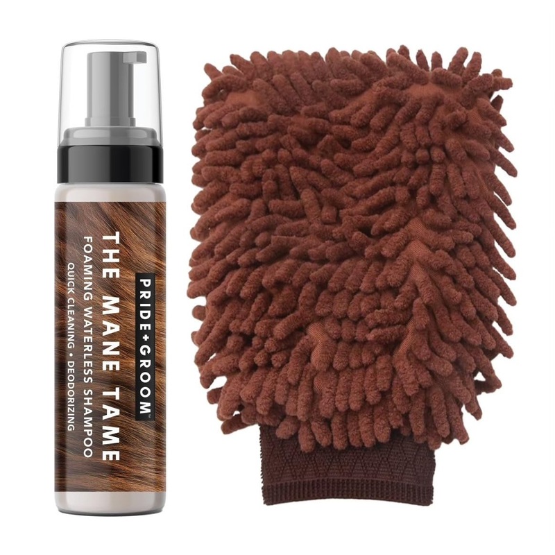 Pride and Groom THE MITT KIT: A Waterless Bath for Your Dog – Foaming Dry Shampoo and a Pet Sensitive Glove for a Rinse Free Cleanse and to Eliminate Odor