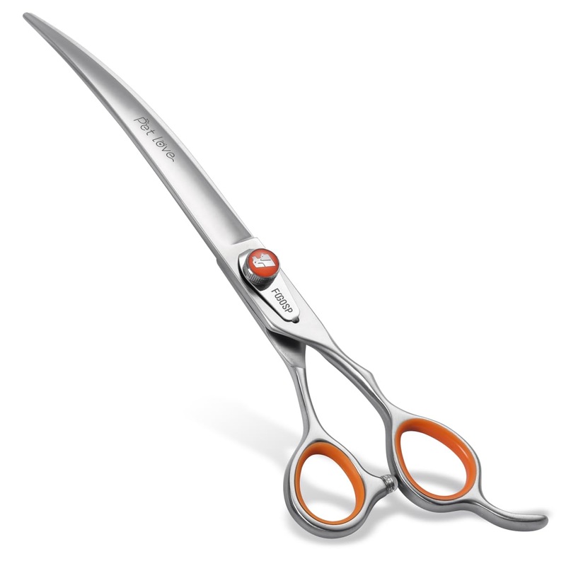 Professional Curved Grooming Scissors for Dogs 8 inch 30 Degree Long Downward Curved Grooming Shears for Poodles Large Dog Pet Japan 440C Super Sharp and Durable Curved Shears