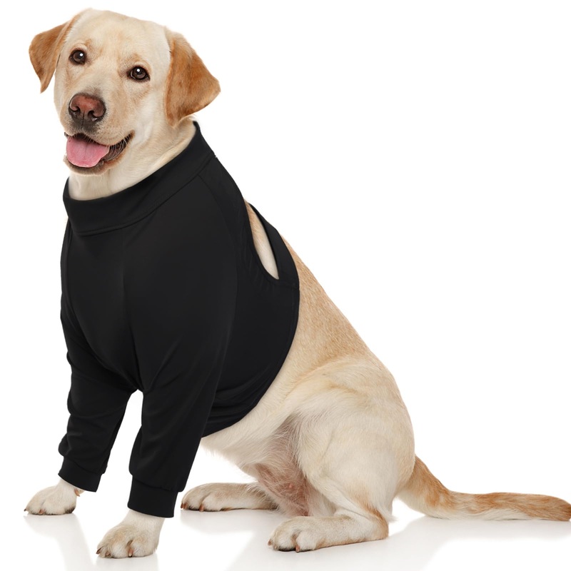 ROZKITCH Dog Surgery Recovery Sleeve Front Legs, Pet Anti Licking Wound Elbow Brace Elbow Protector, Dog Recovery Suit Cone Collar Alternative for Joint Care ACL CCL Arthritis Sprain Black 2XL 2XL(Chest Girth:29.9″-37″)