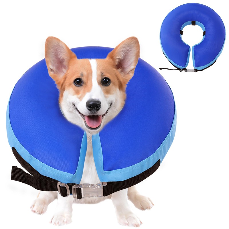SAWMONG Inflatable Dog Cone Collar After Surgery,Soft Recovery Collar for Dogs and Cats,Dog Neck Collar for Small Medium Large Dogs,Alternative E Collar No Blocking Vision X-Large Blue