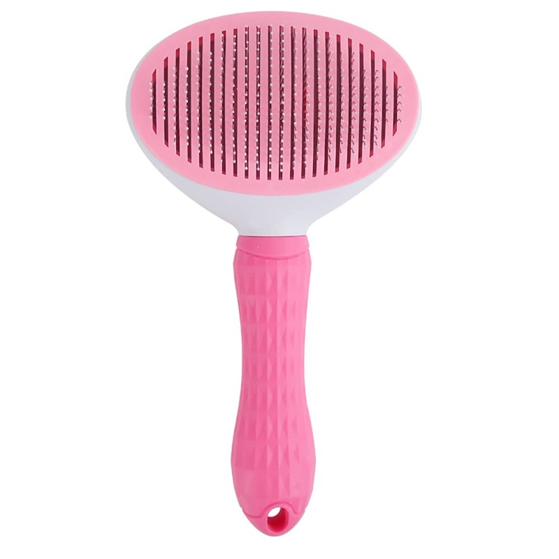 Self-Cleaning Slicker Brush Comb – Best Pet Cat Dog Grooming Long Short Hair – Shedding Loose Undercoat Tangled Haired Removes Tool – Pink
