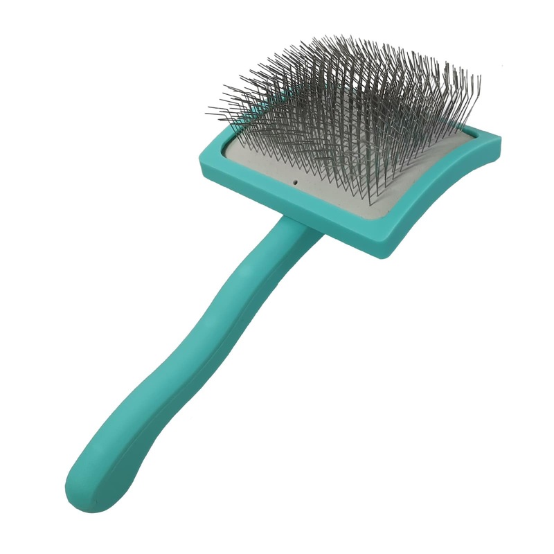 Slicker Brush for Goldendoodles, Poodles, and Medium to Long-Haired Dogs – Extra Long Pin Brush for Undercoat Grooming and Dematting – Green