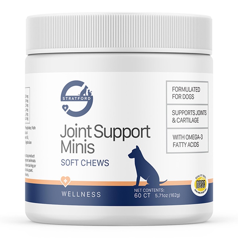 Stratford Pharmaceuticals Joint Support Minis Soft Chews for Small Dogs w/ Glucosamine Chondroitin MSM, Joint and Hip Pain Relief, 60 Count