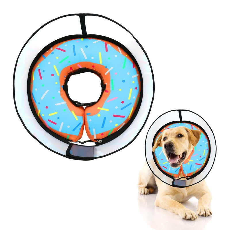 TMEOIIPY Inflatable Dog Cones for Large Dogs, Soft Dog Cone Collar Alternative After Surgery, Adjustable Dog Donut Cone Protective Elizabethan Collar Pet Collar to Stop Licking – L Large (Neck:14″-18″)