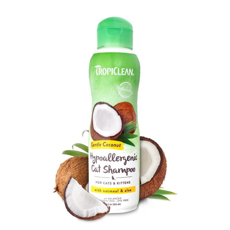 TropiClean Coconut Hypoallergenic Cat Shampoo | Gentle Kitten Shampoo for Sensitive Skin | Natural Shampoo Derived from Natural Ingredients | Made in The USA | 12 oz. Gentle Coconut