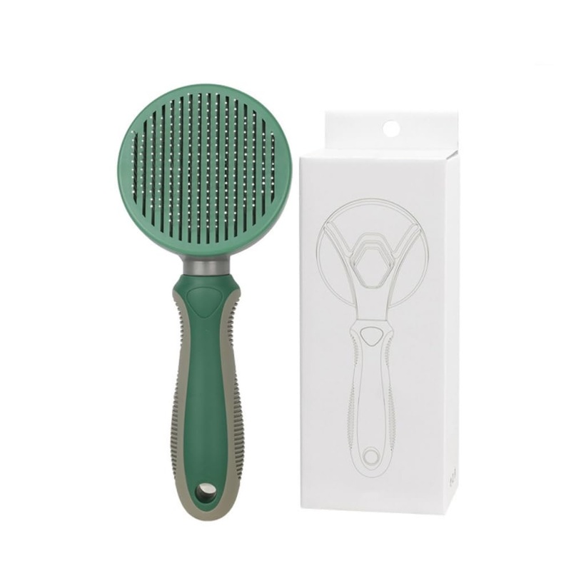 2-in-1 Cat Grooming & Shedding Brush – Self-Cleaning Slicker Brush with Easy Release Button – Ideal Pet Hair Remover for Indoor Cats & Dogs