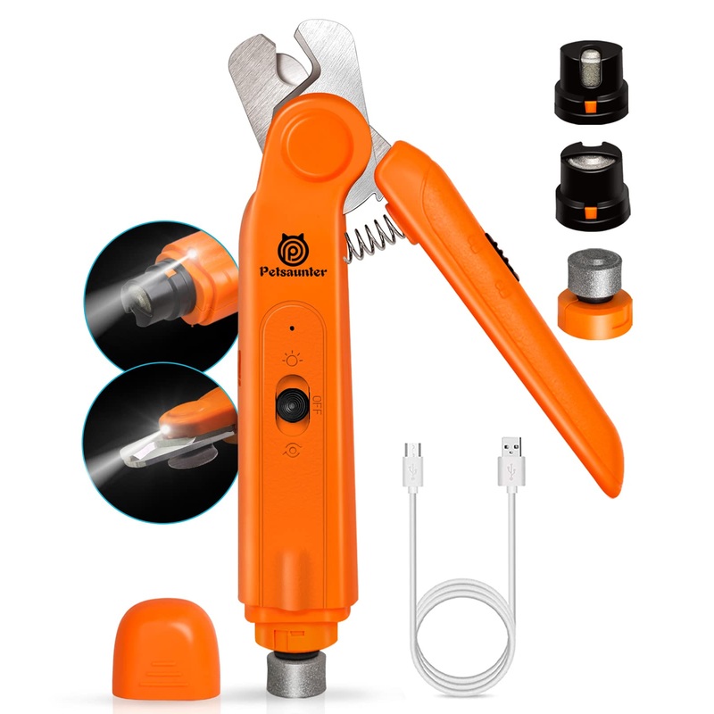 2-in-1 Dog Nail Clippers & Grinder, 2 LED Lights and Safety Guard Dog Nail Grinder, Quiet Sharpest Advanced Dog Nail Trimmers for Large Medium Small Size Dogs & Cats & Pets with Thick Nails