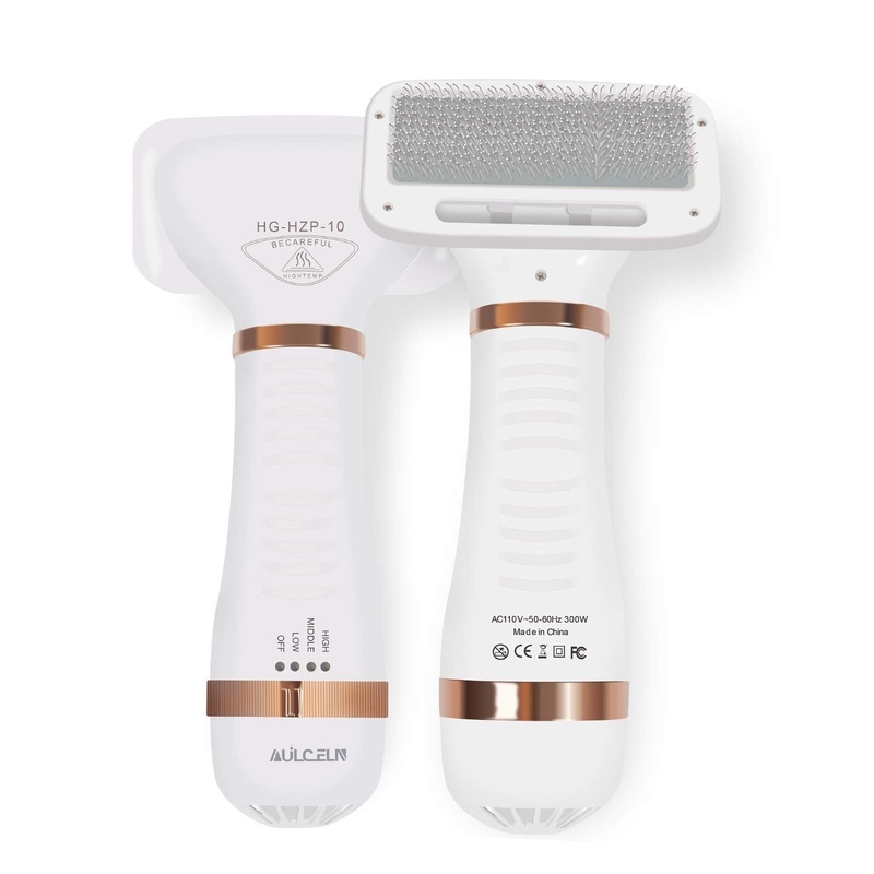 2 in 1 Hair Dryer with Slicker Brush, Adjustable Blowing for Small & Large Pets’ Bath and Grooming