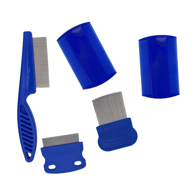 5 PCS Flea Lice Combs Grooming Fine Tooth Hair Combs for Dogs Cats (Blue, One Size) Blue