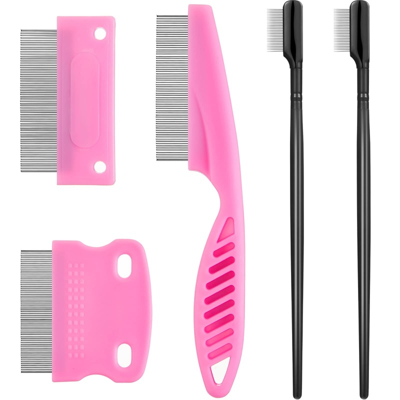 5 Pieces Dog Eye Combs Tear Stain Remover Combs Pet Grooming Comb for Small Dogs Gently Removing Eye Mucus and Crust (Pink, Black) Pink, Black