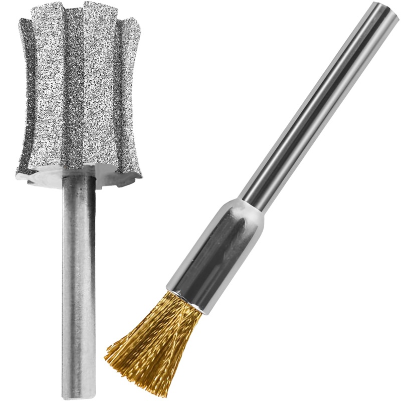 Anti-Clogging Pet Nail Grinder Bit Sawtooth Tip, Faster Cooling Diamond Dog Nail Grinding Head with Steel Brush for 1/8″ Dremel Rotary Tools & Many Brands for Small Medium Large & Anxious Dogs