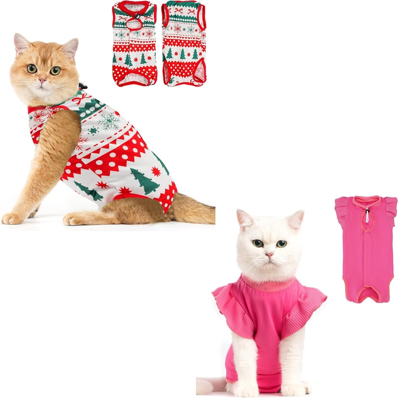 Avont Cat Recovery Suit – Kitten Onesie for Cats After Surgery Bundle with Avont Cat Recovery Suit – Post-Surgery Onesie for Cats, Alternative to Cone of Shame, Protective Spay Suit for Female Kitten