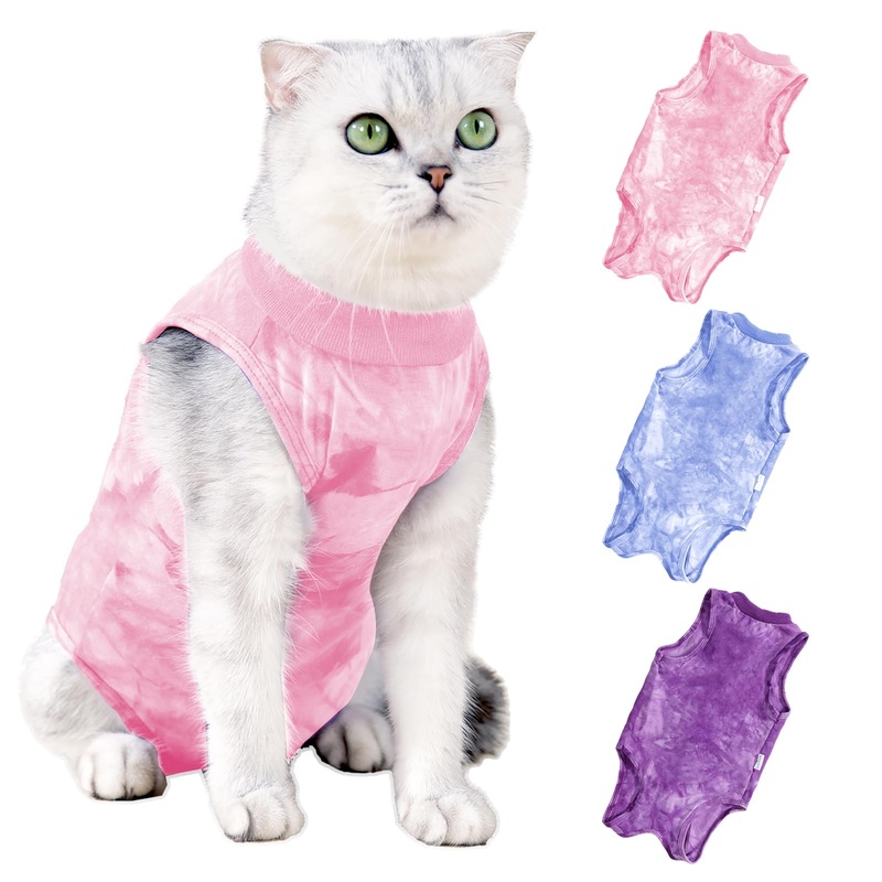 Cat Recovery Suit for Spay Cat Onesie for Cats After Surgery, Breathable Cat Surgery Recovery Suit Female Male Surgical Spay Suit, Kitten Recovery Suit E Collar Alternative Anti Licking Wounds, Large Medium Pink