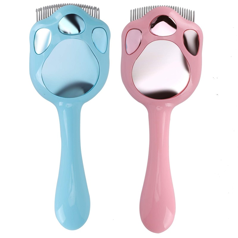Cat Shell Comb, Cat Hair Shell Comb Deshedding Dematting Brush Tangles Removal Comb Pet Grooming Tool for Dogs Cats pink and blue
