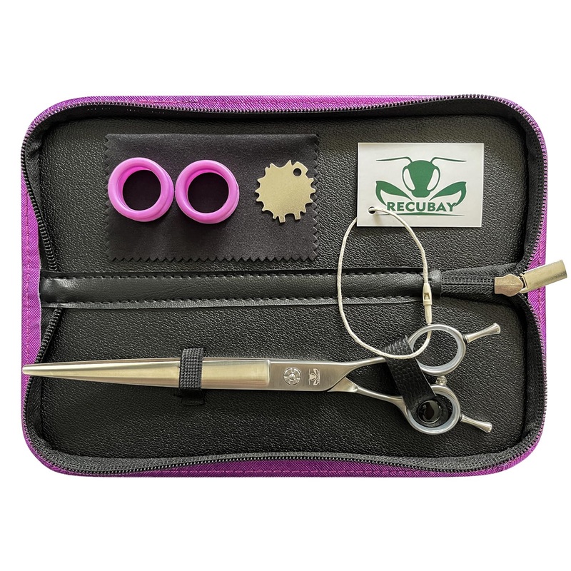 Dog Grooming Scissors, 8.0″ Shears, Curved Scissors for Pet Hair Trimming. Matte Deluxe Dog Shears 8 Inch Curved