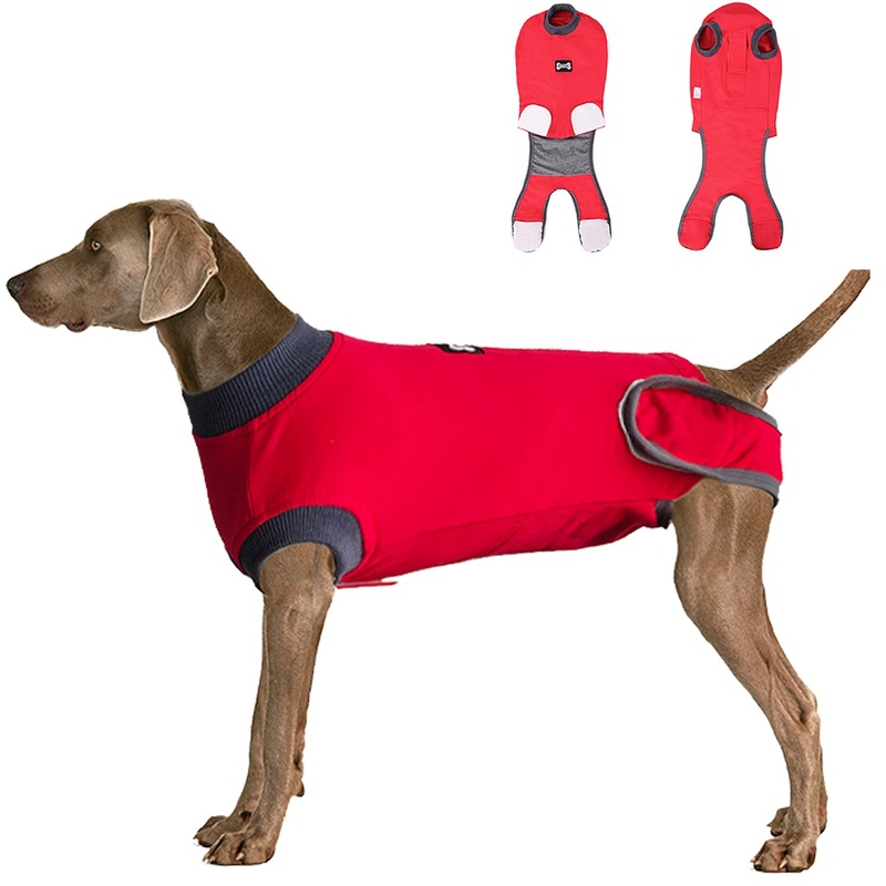 Dog Recovery Suit Body Suit After Surgery Dog Onesie Cone Alternatives Spay Neuter Suit Surgical Recovery Suit for Female Male Dogs (XXX-Large, Red) XXX-Large