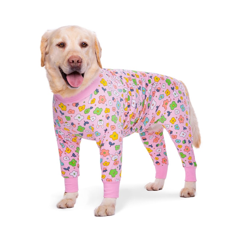 Dog Surgery Recovery Suit Dog Onesies for Large Dogs Spayed Dog Recovery Suit Dog Cone Alternative After Surgery Abdominal Wounds Protector Dog Bodysuit for Medium Large Dogs Pajamas 5XL Pink Flower