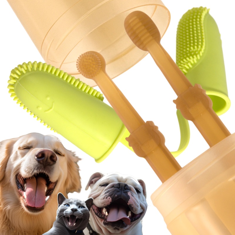 Dog Toothbrush Kit, Pet Toothbrush & Tongue Cleaner for Dogs, Cats & Small Pets, Finger Toothbrush for Dog, Cat Tooth Brush,Tooth Brushing, Dental Care kit for Small Pets Ferret