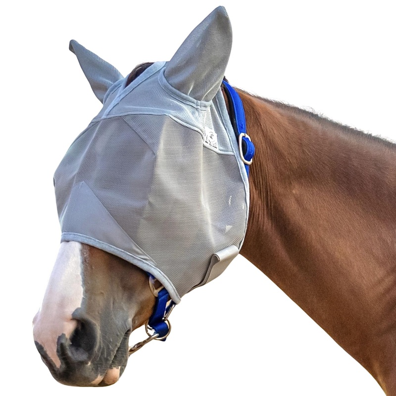 Horse Fly Mask with Ears – Tear-resistant Fly Masks for Horses UV Protection – Equine Fly Mask with Ears & Adjustable Strap  Lightweight, Breathable Fine-Weaved Mesh Fly Mask – Extralarge Extra Large