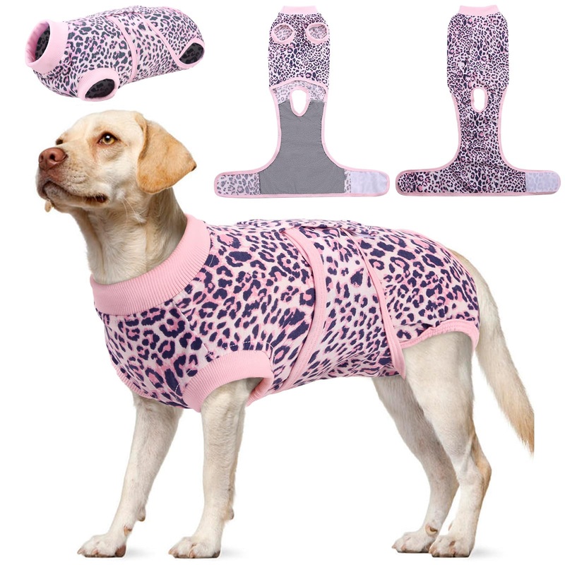 Kuoser Dog Surgery Recovery Suit, Recovery Suit for Female Male Dogs, Dog Onesie After Surgery Spay Neuter, Anti-Licking Pet Surgical Recovery Snugly Suit, Bodysuit for Abdominal Wounds Skin Disease X-Large (Back:20.1-24.8”, Weight:42-75 LB) 8#Pink