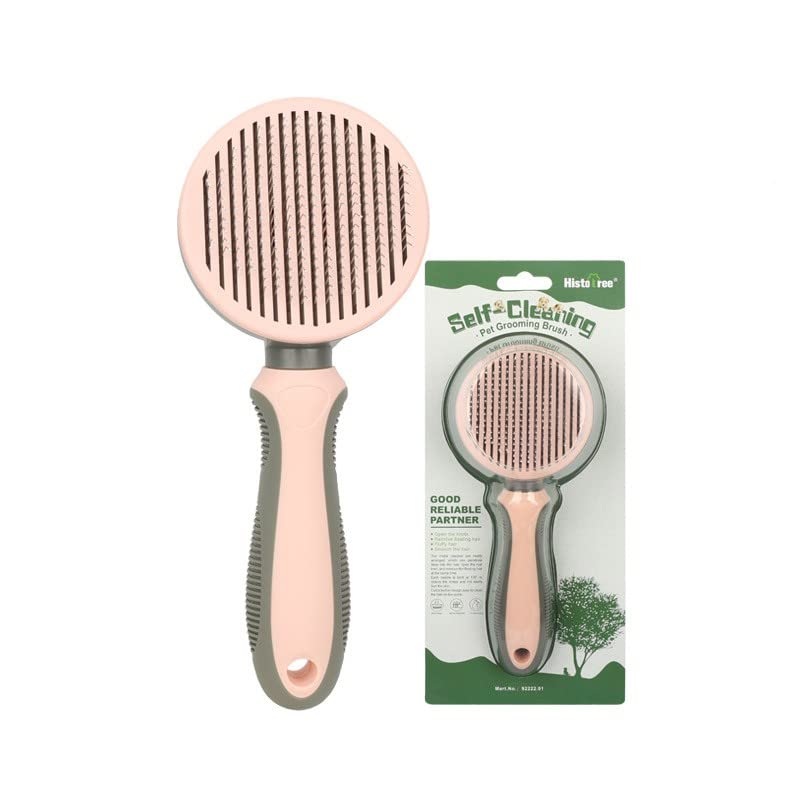 Pet Hair Cleaning Brush – A Beauty Brush for Indoor Cats & Dogs. Features a Release Button for Easy Cleaning & Massaging for Removing Loose Hair. (pink) pink