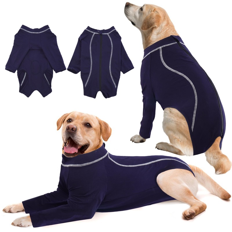 ROZKITCH Dog Surgery Recovery Sleeve for Front Legs, Anti-Lick Wound Protector with Zipper, Dog Elbow Brace for Joint Care, ACL/CCL Sprain, Arthritis, Post-Op Suit, Cone Collar Alternative Blue 2XL 2XL(Chest: 32.2″; Back:21.2″)