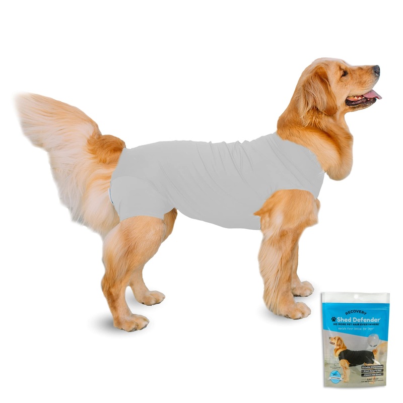 Shed Defender Recovery Suit for Dogs – Seen on Shark Tank, Post-Surgery Dog Onesie, Vet Approved, Anxiety Shirt, E-Collar Alternative, Calming Vest Jacket, Covers Hot Spots & Abdominal Wound, Bodysuit L (41 – 60 lbs) Heather Grey