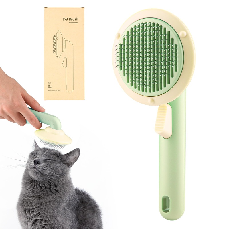 UFO Shape Cat Brush Dog Brush, Soft Cat Grooming Tool Brush for Dogs and Cats, Pet Massage Brush, Cat Grooming Brush for Cat Hair Shedding, Self Cleaning Slicker Brushes for Cats Pet Massaging Tool, Suitable for Pets with Long and Short Hair, for Cats …