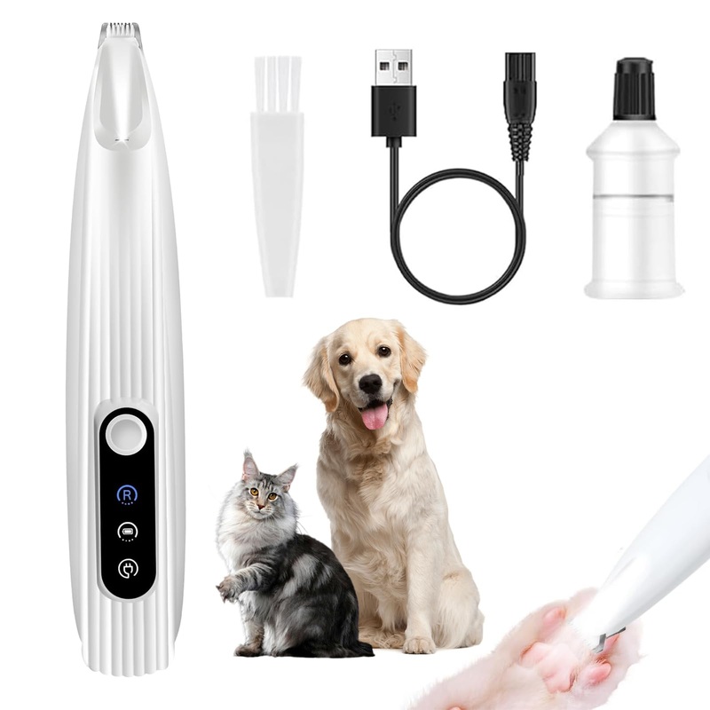Upgraded Pet Micro Precision Trimmer, New Rechargeable Low Noise Wireless Dog Paw Trimmer, Trimmer with LED Light for Paw Hair, Ears, Face, HIPS & Eyes Grooming Instruments for Cats & Dogs