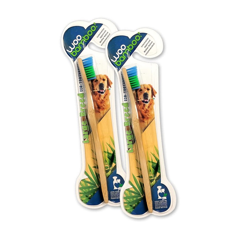 Woobamboo! Eco-Friendly Large Breed Dog Bamboo Toothbrush, Biodegradable, Plastic Negative (Pack of 2)