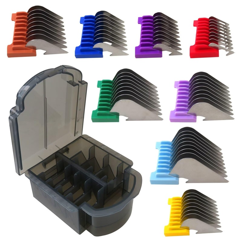 2024 Update Animal Stainless Steel 8 Color Guide Comb Set for W-AHL Bravura Arco Chromado Figura Guards Clipper(Cutting Length 3mm-25mm)