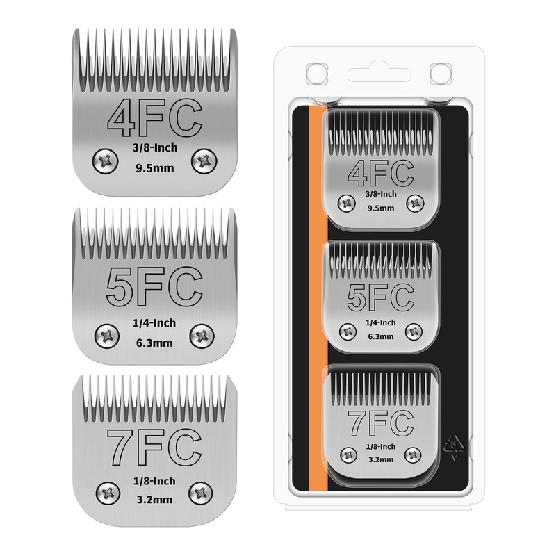 3PACK Dog Grooming Clipper Replacement Blades Compatible with Andis Pet Clipper/Oster A5/Wahl KM Series Dog Clipper,Ceramic Blade & Stainless Steel Blade (#+4FC+5FC+7FC)