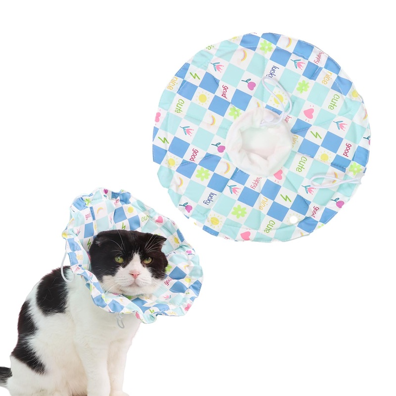 Adjustable Cat Cone Collar Lightweight Recovery E Collar for Cats Kitten Puppies After Surgery Water Resistant Neck Cone to Stop Licking(Blue,Small) Blue-Small